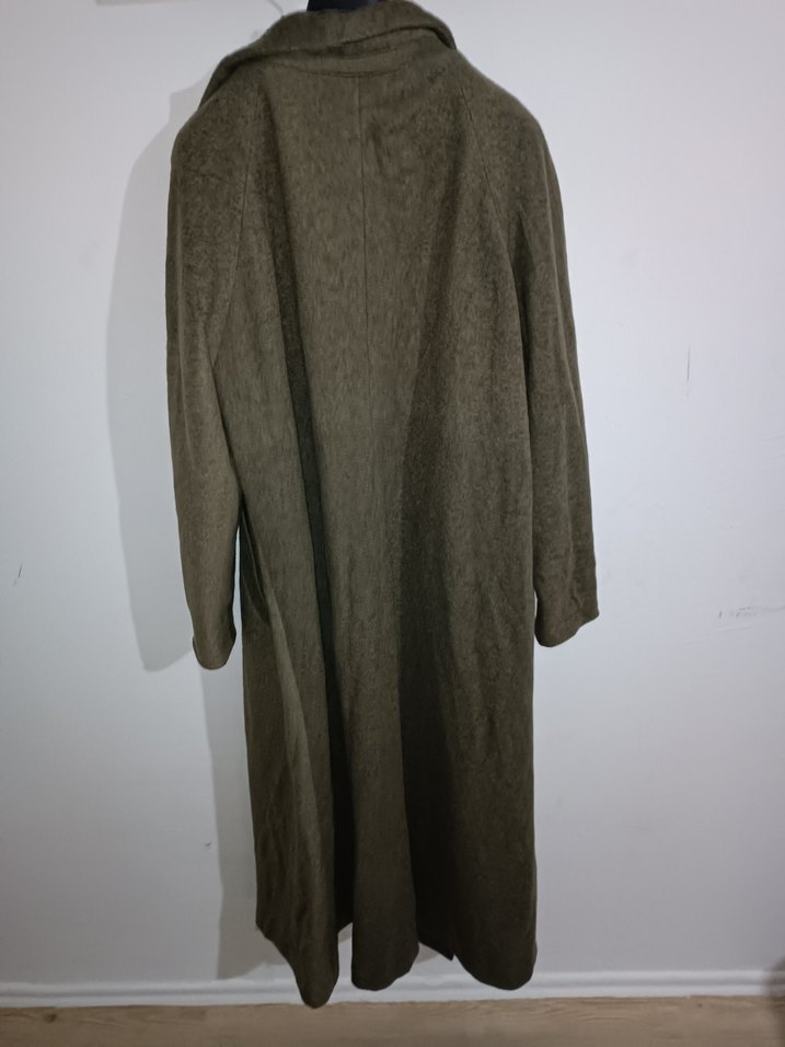 Düğmeli yeşil kaşe kaban 125 cm uzun 38 46 bedene kadar uyumlu - Görsel 2