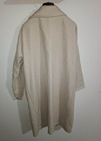 Bej Düğmeli Uzun Kaşe Kadın Kaban - Görsel 2