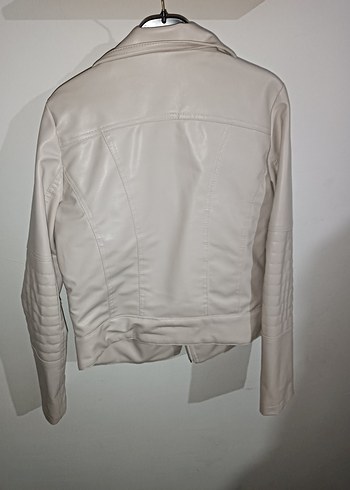 Beyaz Kadın Deri Ceket - Görsel 5