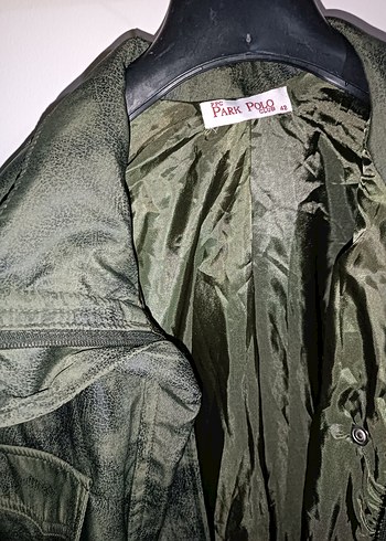 Kadın asker yeşili Düğmeli Ceket yağmurluk 38 46 bedene uygun - Görsel 4