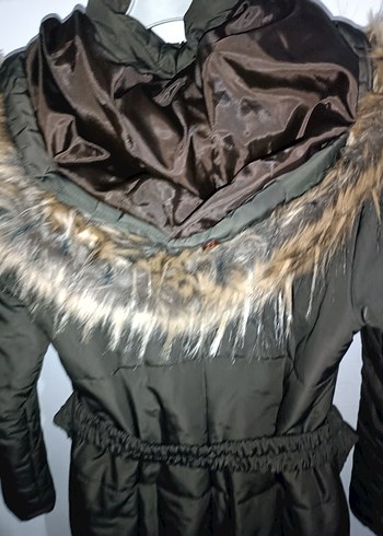 haki yeşili astarlı uzun 120 cm bayan mont 38 beden - Görsel 4