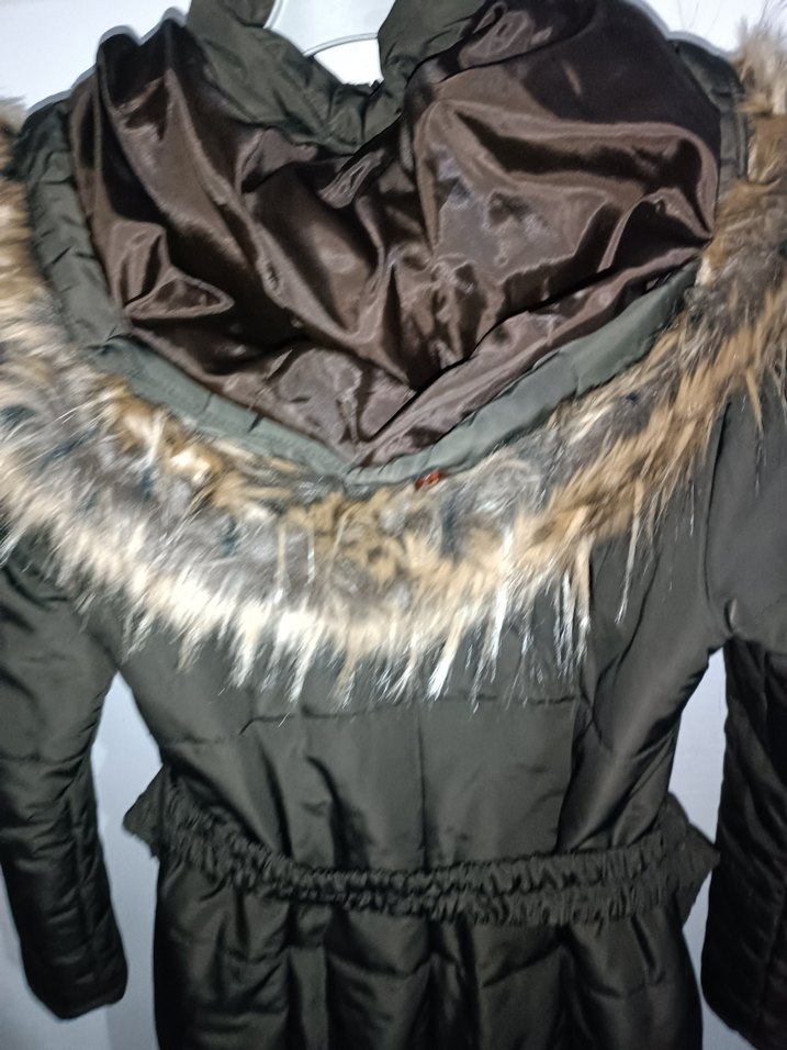 haki yeşili astarlı uzun 120 cm bayan mont 38 beden - Görsel 4