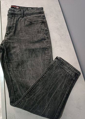 Loft erkek Gri Batik Desenli Regular Fit Denim kot pantolon beden XL