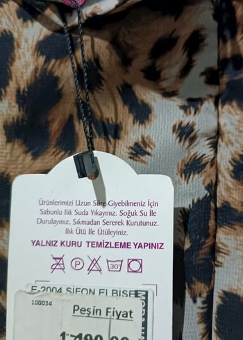 diğer Beden Leopar uzun Elbise şifon astarlı 42 48 bedene kadar uyumlu