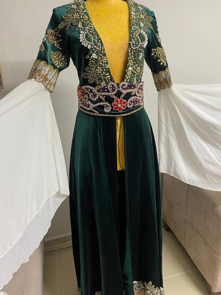 Yeşil Uzun Nakışlı Kadın Kınalık - Görsel 2