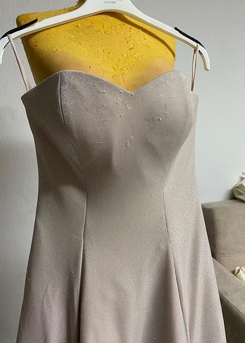 Bej Straplez Uzun Abiye Elbise - Görsel 2