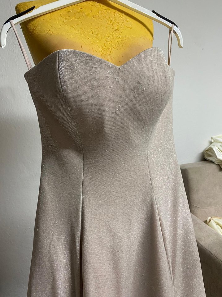 Bej Straplez Uzun Abiye Elbise - Görsel 3