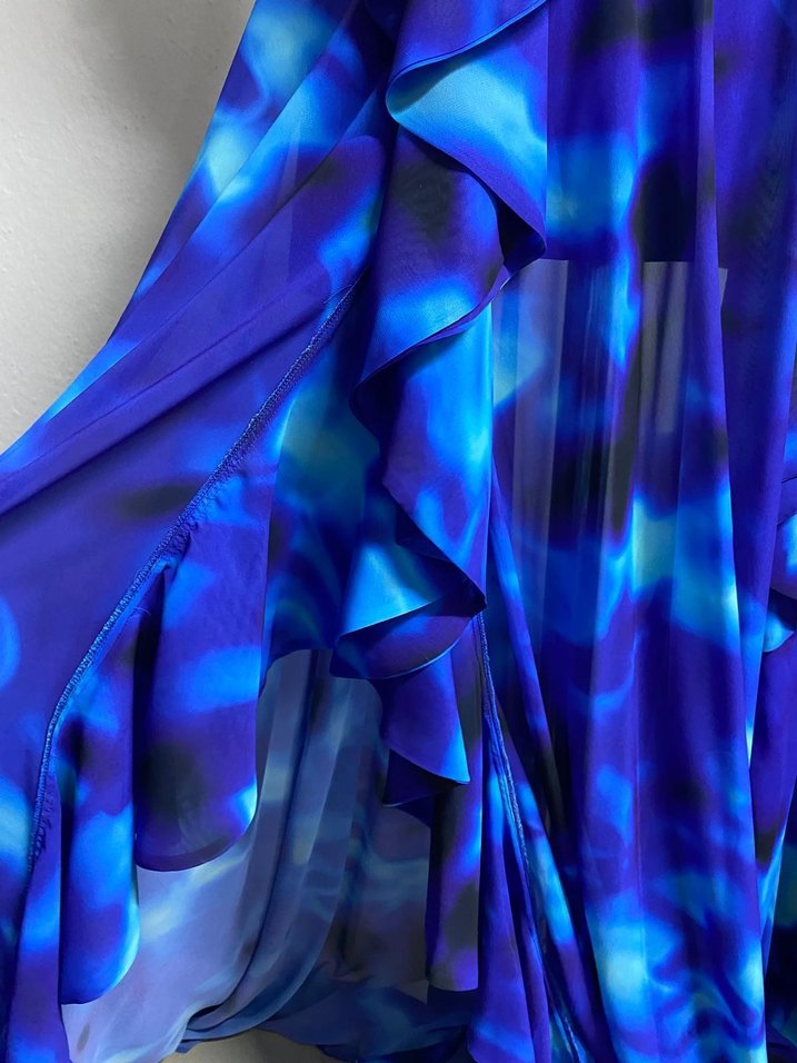 Mavi Drapeli Uzun Abiye Elbise - Görsel 3