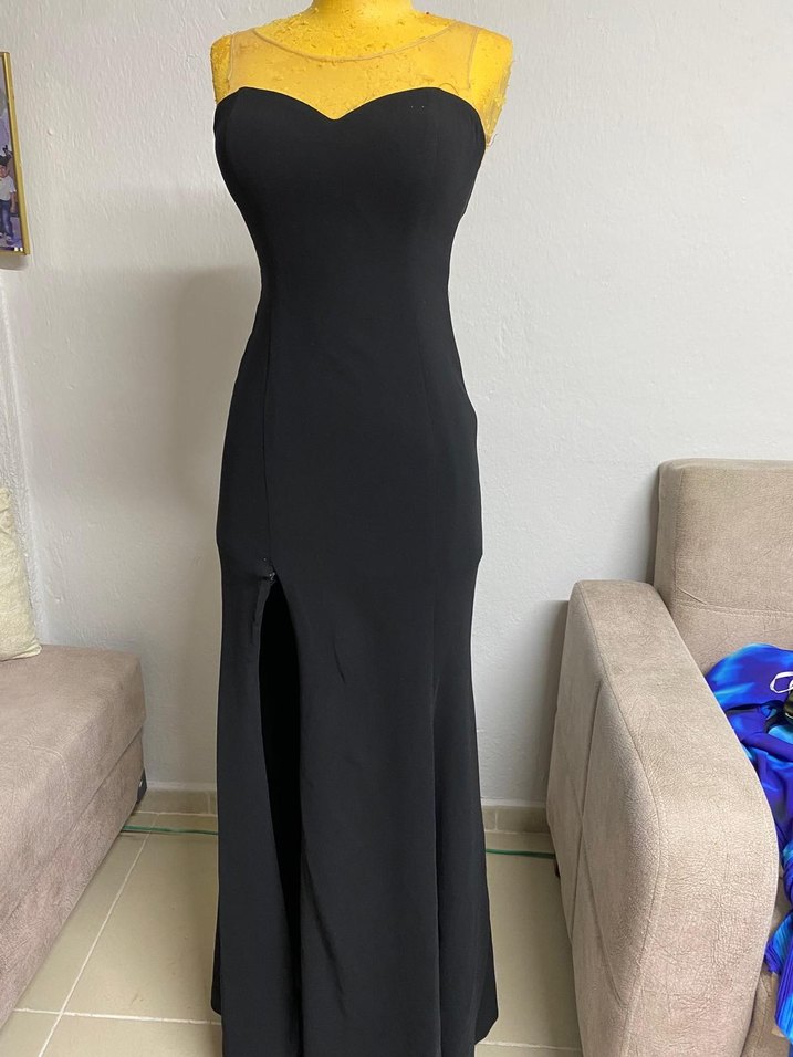 Siyah Drapeli Uzun Abiye Elbise - Görsel 3