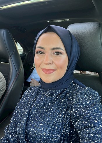 Lacivert Uzun Kol Drapeli Tesettür Elbise - Görsel 3