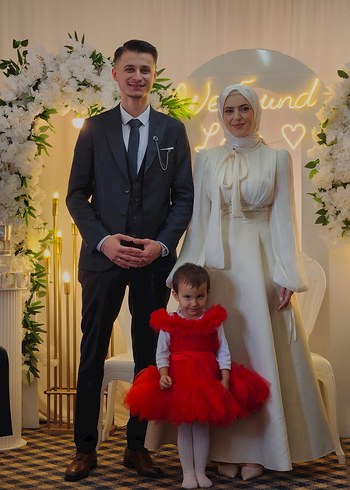 Drapeli Uzun Kollu Krem Elbise - Görsel 8