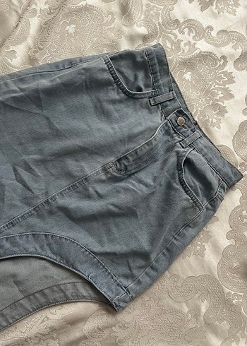 Diğer Drapeli Mavi Midi Denim Etek