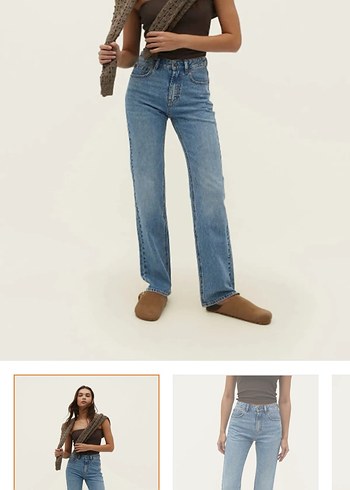 34 Beden mavi Renk Mavi Midi Denim Kadın Jean