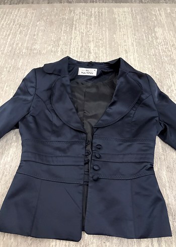 Düğmeli Lacivert Kadın Blazer Ceket