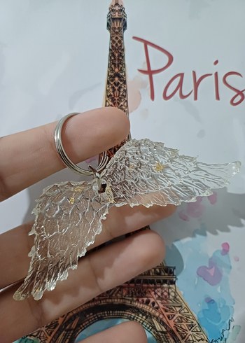  El Yapımı Epoksi Kanat Anahtarlık  Siyah & Şeffaf  - Görsel 5