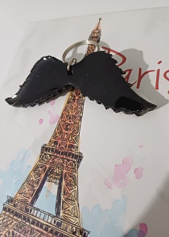  El Yapımı Epoksi Kanat Anahtarlık  Siyah & Şeffaf  - Görsel 4