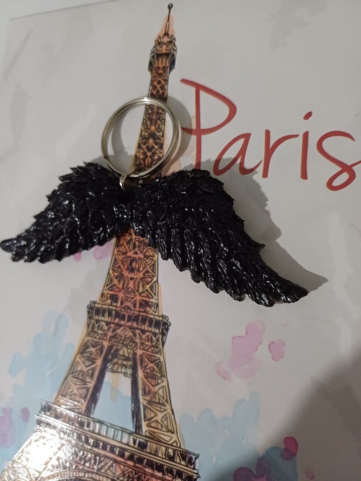  El Yapımı Epoksi Kanat Anahtarlık  Siyah & Şeffaf  - Görsel 2