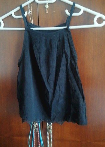 Diğer Siyah Dantelli Mini Bluz