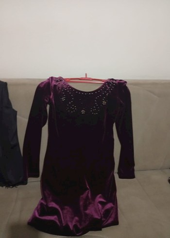 Uzun Kollu Mor Gotik Kız Elbise