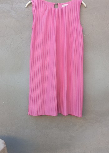 Kız Çocuk Pileli Midi Pembe Elbise
