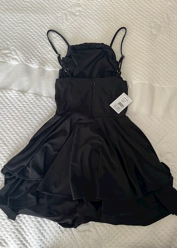 Addax Siyah Drapeli Midi Strappy Abiye Elbise