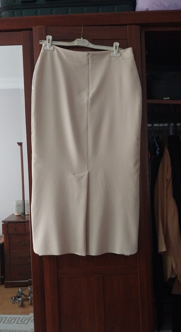 Bej Drapeli Kadın Uzun Etek - Görsel 2