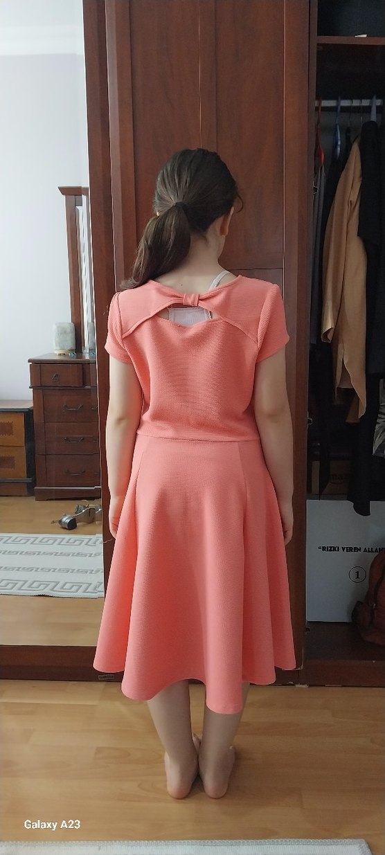 Pembe Normcore Kısa Kollu Çocuk Elbise - Görsel 2