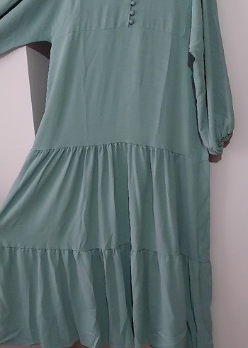 Uzun Boy Bohem Yeşil Elbise - Görsel 4