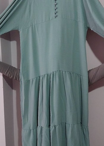 Uzun Boy Bohem Yeşil Elbise - Görsel 3