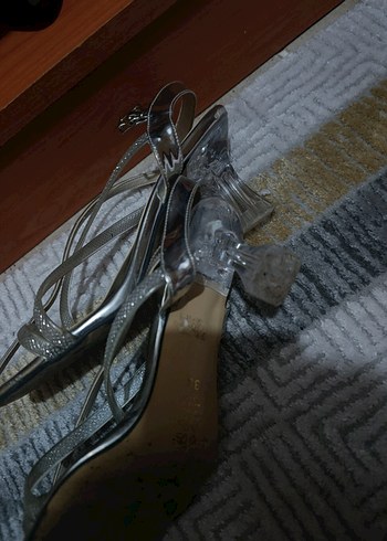 Gri Yılan Desenli Stiletto Topuklu Kadın Ayakkabı - Görsel 3