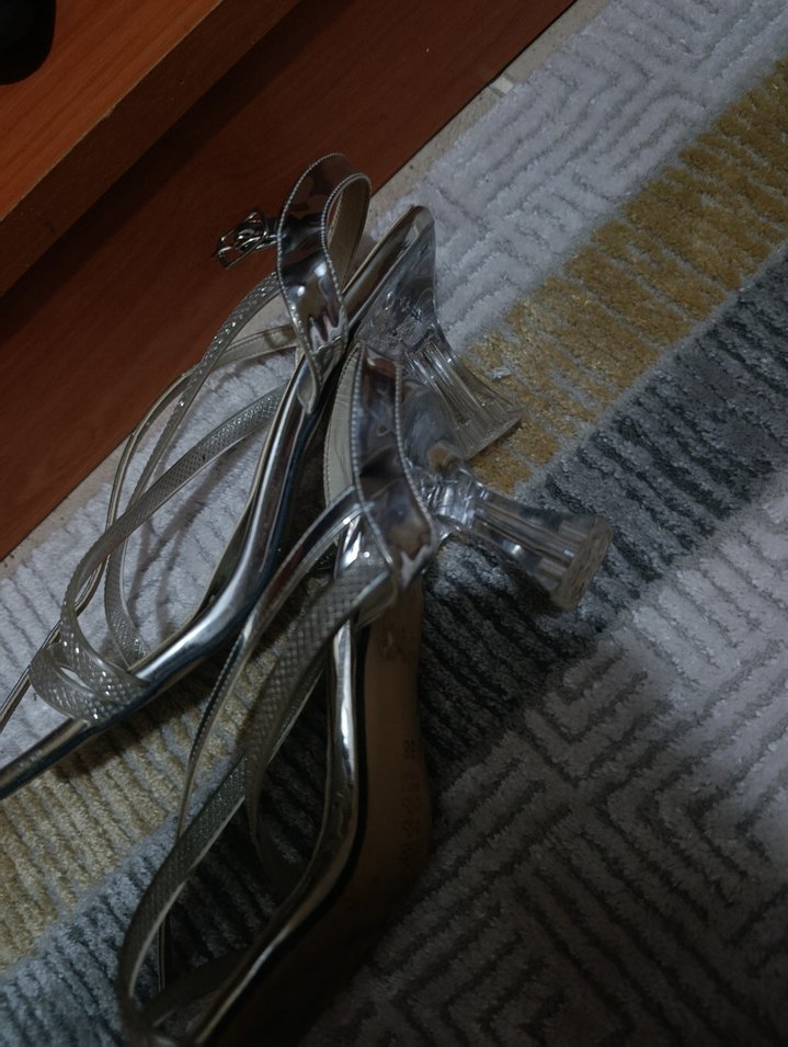 Gri Yılan Desenli Stiletto Topuklu Kadın Ayakkabı - Görsel 4