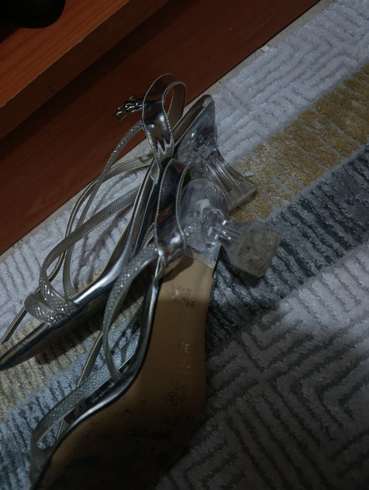 Gri Yılan Desenli Stiletto Topuklu Kadın Ayakkabı - Görsel 3