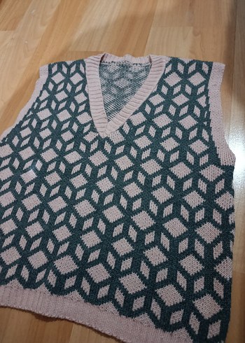 Bohem Gri Örgü V Yaka Süveter - Görsel 3