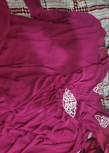 pembe  Uzun Kollu Dökümlü elbise - Görsel 3