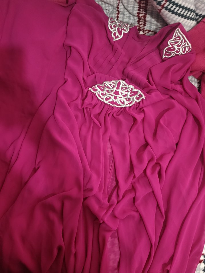 pembe  Uzun Kollu Dökümlü elbise - Görsel 2