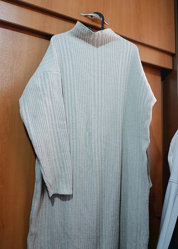 Bej Kadın Uzun Örgü Elbise - Görsel 2