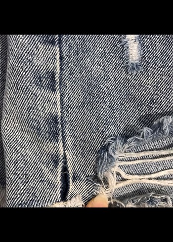 Mavi grimsi Salaş Mini Kot Şort - Görsel 4