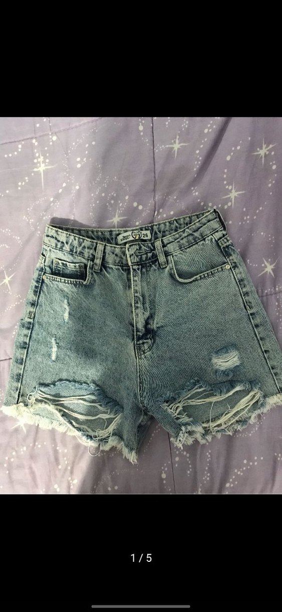 Mavi grimsi Salaş Mini Kot Şort - Görsel 2