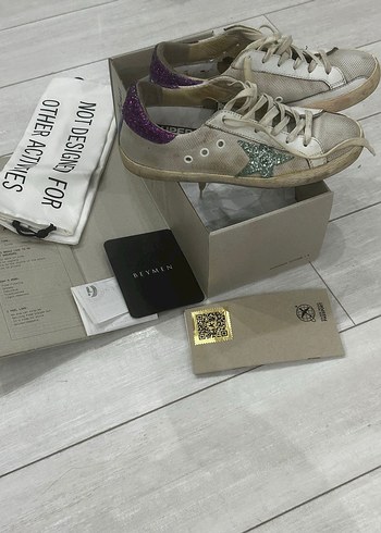 37 Beden Golden Goose Deluxe Beyaz Blok Topuklu Kadın Spor Ayakkabı