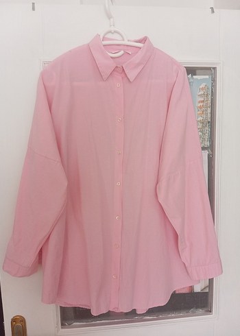 Pembe pamuklu Gömlek, Uzun Kollu, Rahat Kesim - Görsel 2