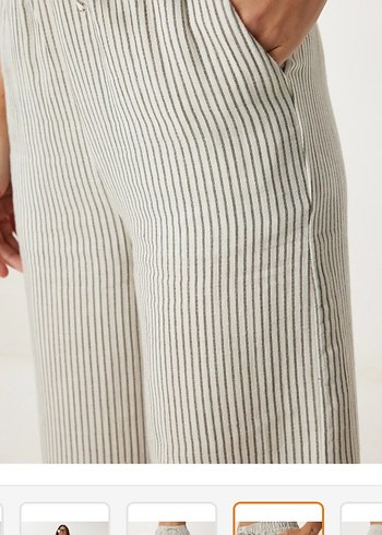 Bej müslin kumaş Rahat Kesim Kadın Pantolon - Görsel 3