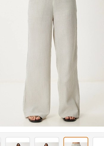 Bej müslin kumaş Rahat Kesim Kadın Pantolon - Görsel 2