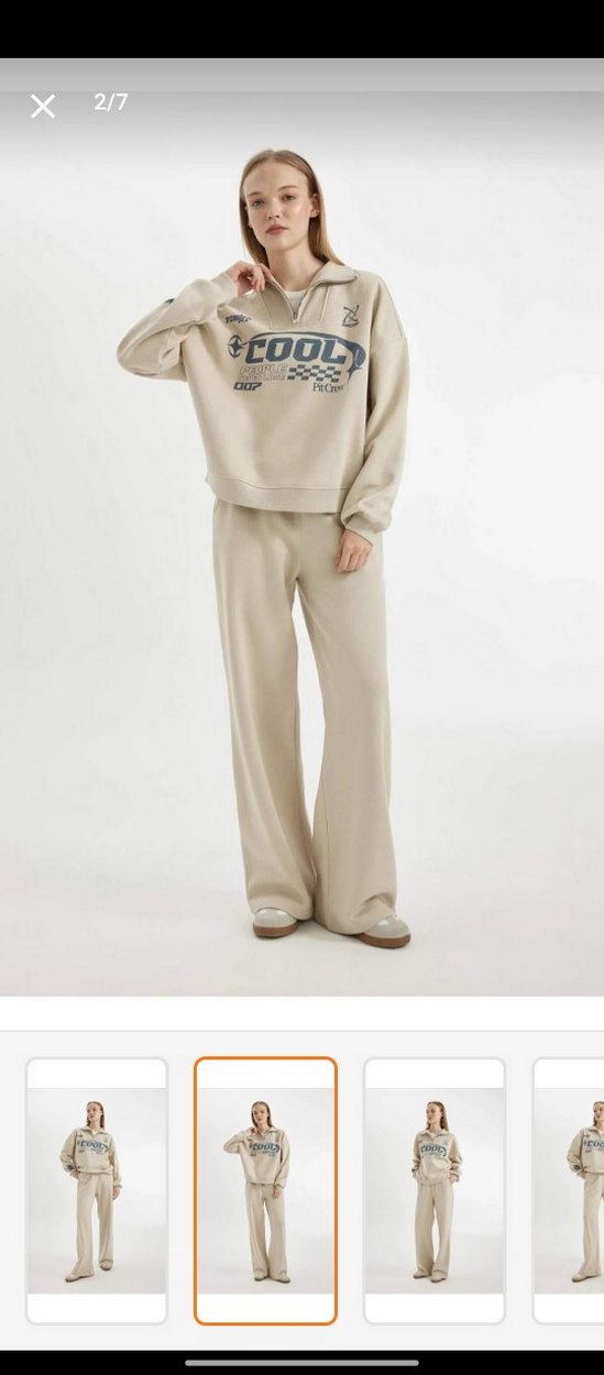 Bej Rahat Kesim Kadın Eşofman Altı - Görsel 2