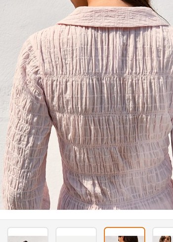 Pembe V Yakalı Uzun Kollu Kadın Bluz - Görsel 2