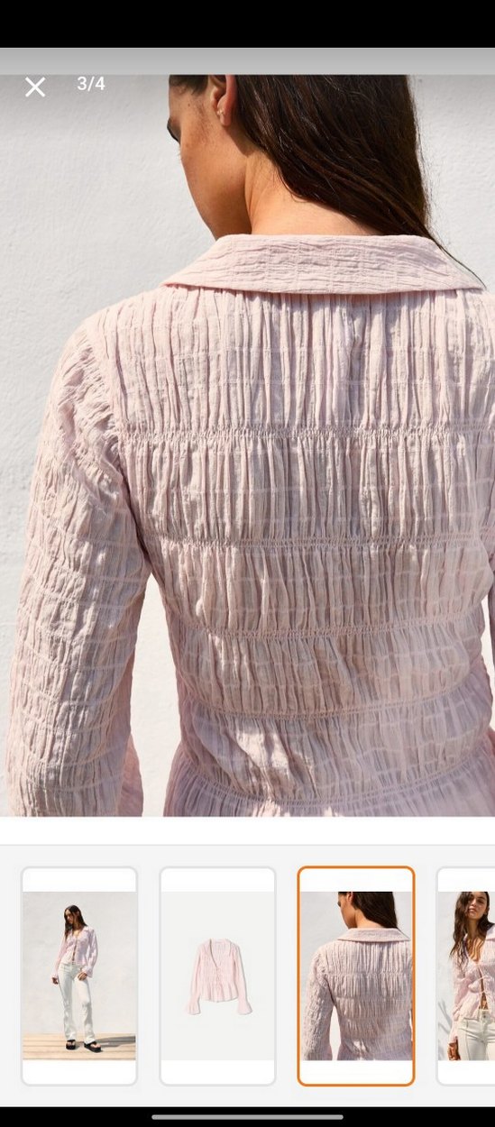 Pembe V Yakalı Uzun Kollu Kadın Bluz - Görsel 2