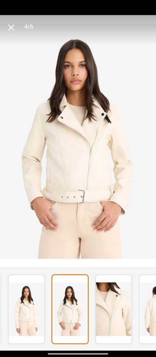 Beyaz Deri Kemerli Midi Kadın Ceket - Görsel 3