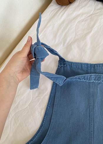 Kadın Mavi Kot Tulum Şort - Görsel 3