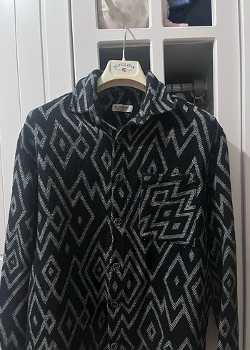 Erkek Gri Desenli Uzun Kollu Düğmeli Gömlek - Görsel 5