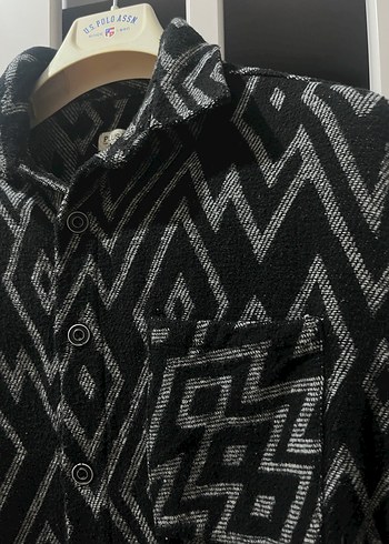 Erkek Gri Desenli Uzun Kollu Düğmeli Gömlek - Görsel 3