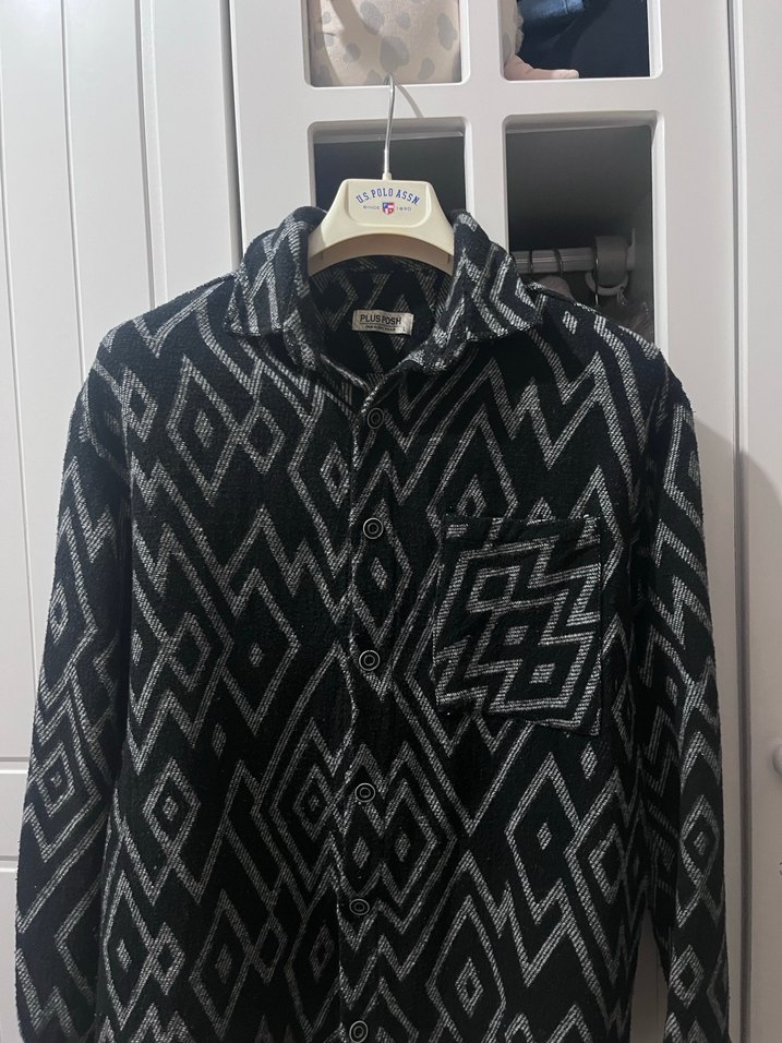 Erkek Gri Desenli Uzun Kollu Düğmeli Gömlek - Görsel 5